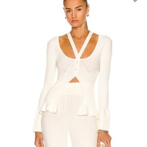AndreAdamo Cream Ribbed Cardigan Set